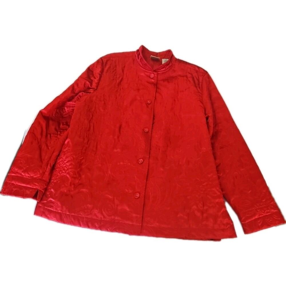 Classic Elements Womens Light Jacket Red Size XL Polyester Button Close Design